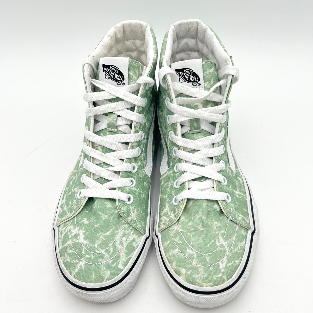 Vans High Top Sneakers in Light Green Marble with White Stripe - Picture 10 of 10